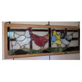 Stained Glass Chickens Suncatcher Window 35x13'