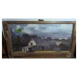 Country Barn Farmhouse Print Framed In Window