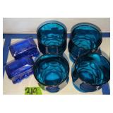 Viking Glass Georgian Honeycomb Blue Glasses,