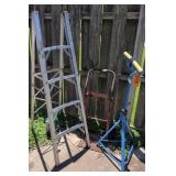 Aluminum Step Ladder, Hand Truck, Roller Tool.