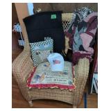 Outside Wicker Chair With Cushion And Pillow And