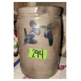 Cobalt Decorated Antique Stoneware Crock.