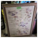 Framed Floral Print 40x28'. Inside Garage.