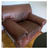 Robinson & Robinson Brown Leather Chair. Heavily