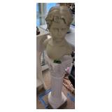 Neoclassical Plaster Column, Modern Child's Bust,