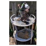 Round Metal Rolling Two Tier Side Table, Dog