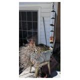 Galvanized Wash Tub With Stand, Rake, Umbrella