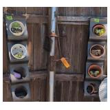Metal Vertical Planters. Buyer To Remove. Outside