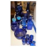 Cobalt Glass Bottles, Eye Wash, Covered Jar,