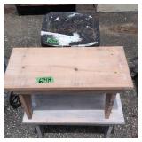 Metal Milk Stool, 2 Wooden Stools 24x12x12'.