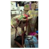 Highchair, Pottery Barn Red Striped Pillow, Dog