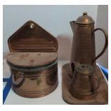 Pressed Copper, Teapot And Sugar Container Etc