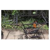 Metal Rolling Garden Cart. Missing Glass Top. 41'