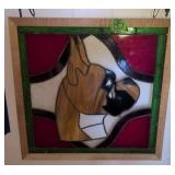 Stained Glass Boxer Dog Suncatcher Window 21x21'