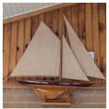 Burgundy Keel Boat Model 24' Long, 38' Tall.