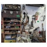 Metal Toolbox, Tools. 10 Snips, Heat Gun, Drill