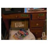 Pine Child's Desk 30x17x30. Items On Top And