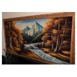 Chuy Morï¿½n Signed Velvet Landscape Painting Scene