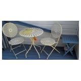 Sunburst Folding Yellow Bistro Table, Chairs.