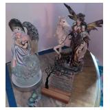 2 Resin Fantasy Angel Figurines. One With
