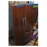 Metal Cabinet With Drawers, Beach Towels.