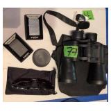 Zippo Lighters, Sunglasses, Binoculars. 7x50
