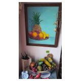 Decorative Items. Pottery Bowl, Sequined Fruit,