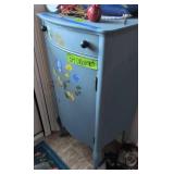Blue Painted Record Cabinet 20x15x38'. Items On