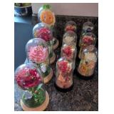 Led Lighted Roses And Flowers Under Cloches