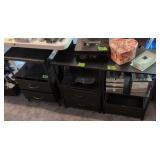 3 Storage Side Tables W Power Strips. 16x12x23'