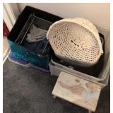 Organizers, Footstool, Wicker White Woven Basket,