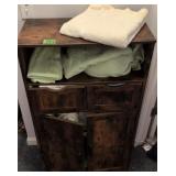 Wooden Cabinet, Bed Linens, Towels Etc. 24x12x42'