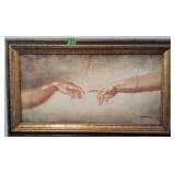 Religious O/c Painting Signed Harris. Fingers