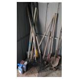 Hand Tools. Hard Rakes, Shovels, Post Hole