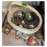 Wicker Basket, Decorative Gazing Balls, Trinket
