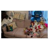 Tan Couch, Decorative Throw Pillows, Sequined