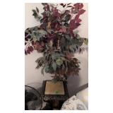 Onyx Top Plant Stand 15x15x31', Faux Ficus Tree.