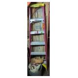 Werner Fiberglass Ladder, Galvanized Trash Can,
