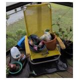 Folding Beach Chair, Planting Supplies.. Outside