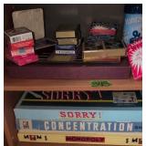 Board Games. Monopoly, Concentration, Sorry,