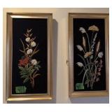 2 Botanical Embroidered Crewel Work Pictures.