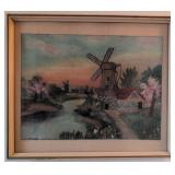 1941 Oil Pastel Signed A. Hanssen Dutch Windmill