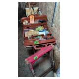 Toolbox, Cooler, Folding Stools. Screwdrivers,