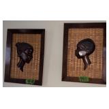 Mcm Carved Framed Boy & Girl Busts Art. 12x16'.