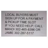 Local Buyers Must Sign Up For A Payment & Pick Up