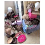 Women's Wigs, Hat Boxes, Blue Plastic Storage