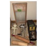 Glass Washboard, Drgm Food Grinder, Rolling Pins,