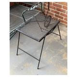 wrought iron side table back porch