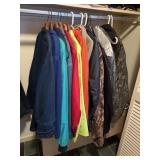 mens xlarge closet full of advertising jackets