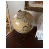 lighted world globe    living room